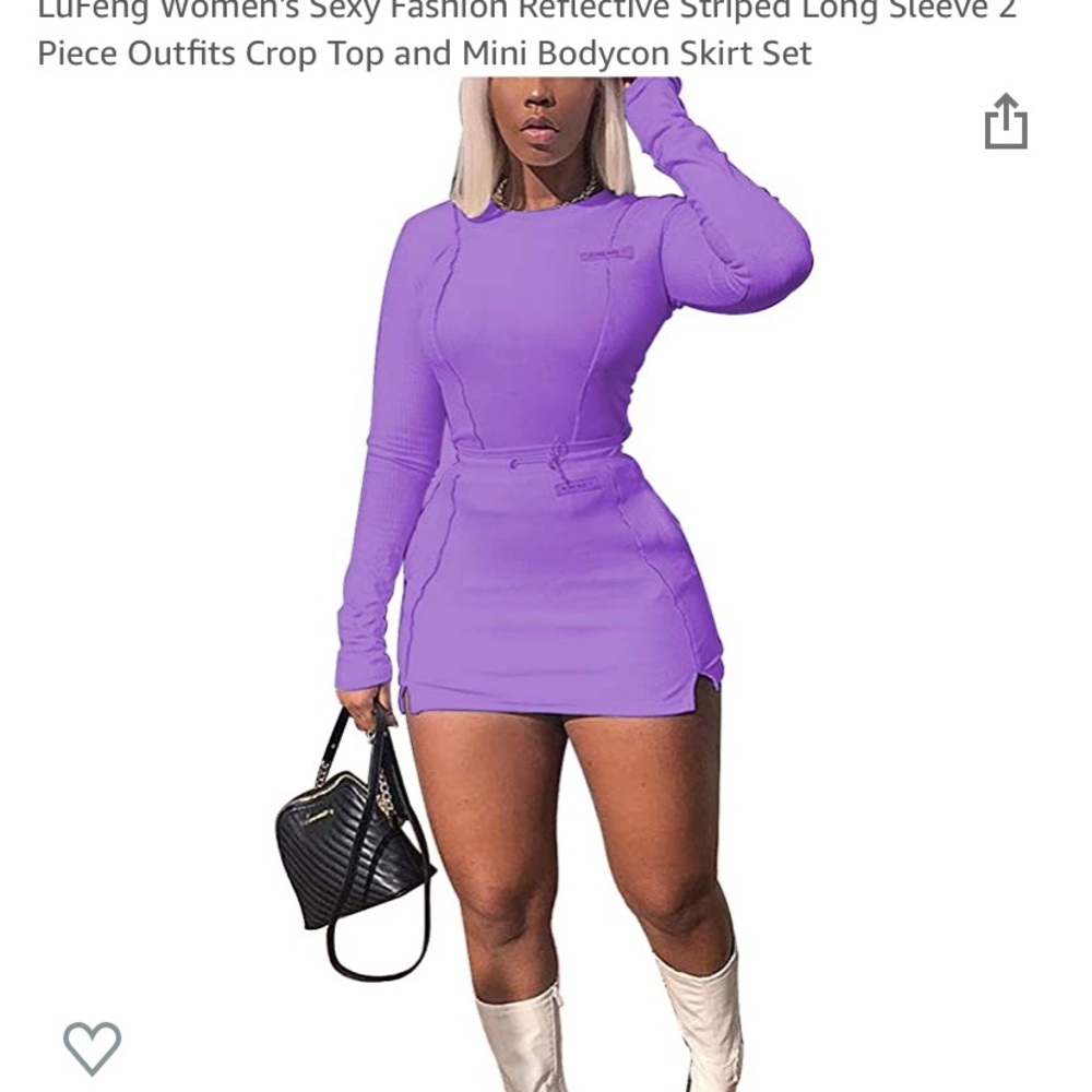 Purple Reflective Two Piece Athleisure Set